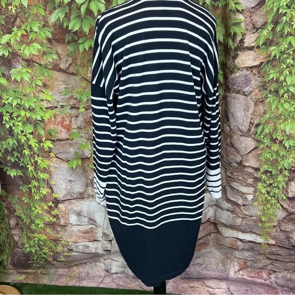 CABI Navy and White Nautical Stripe Long Ling Cardigan, M - Picture 5 of 9
